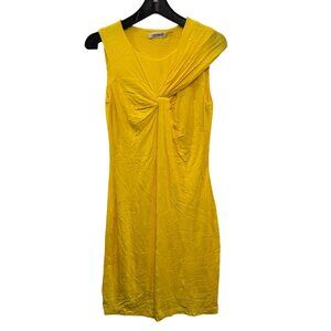 Calvin Klein Sleeveless Knot Detail Yellow Dress Size 6 Rayon Blend Made In Chin